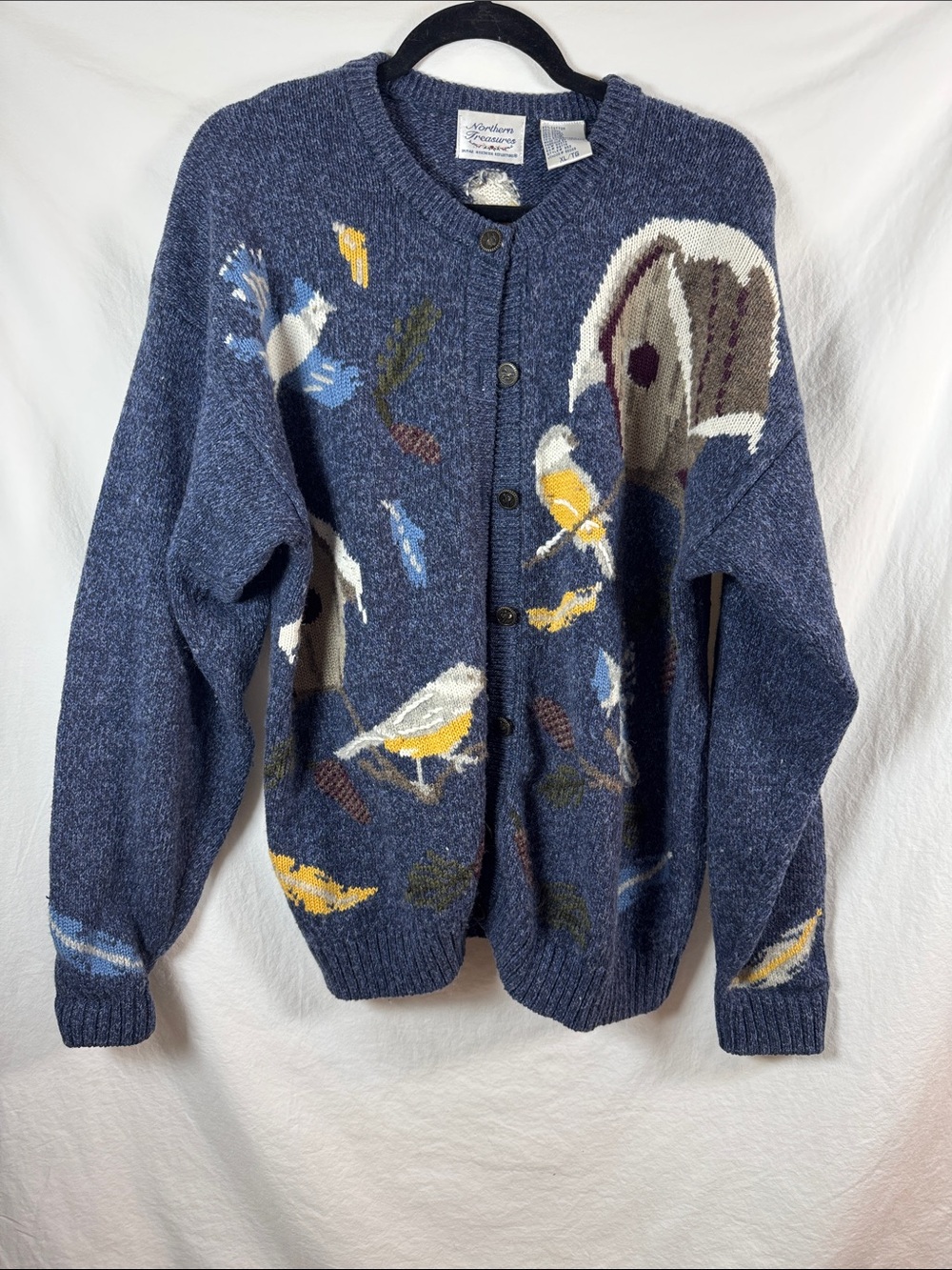 Vintage Northern Treasures Birdhouse Wool Blend Cardigan XL